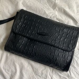 Croc embossed began leather clutch - document case
